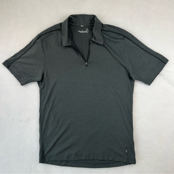 Smartwool Short Sleeve 1/4 Zip Shirt 100% Merino Wool Machine Washable Gray Sz M - Picture 1 of 13